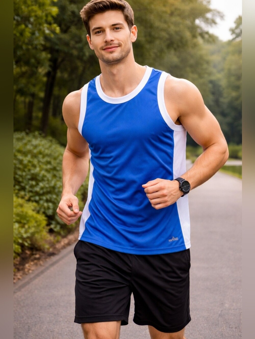 NWT Pro Player Mens Athletic Tank Top Size M Blue White Mesh Performance Gym